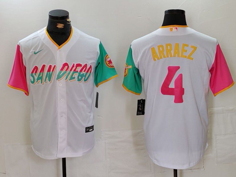 Men San Diego Padres #4 Arraez White City Edition Game Nike 2024 MLB Jersey style 1